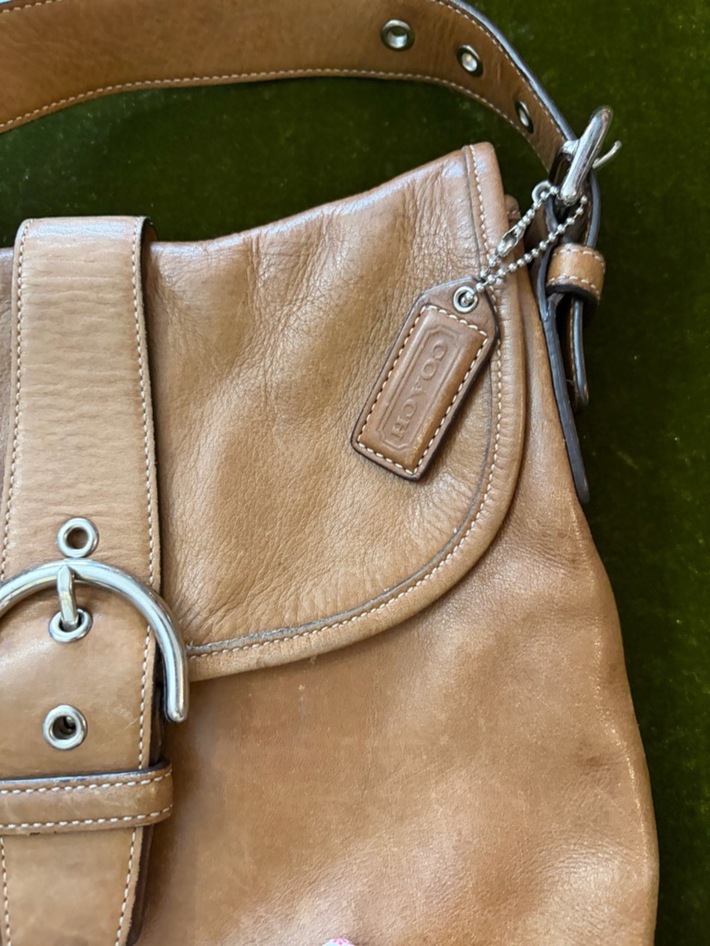 Coach Tan Leather Buckle Crossbody Bag - Picture 2 of 14